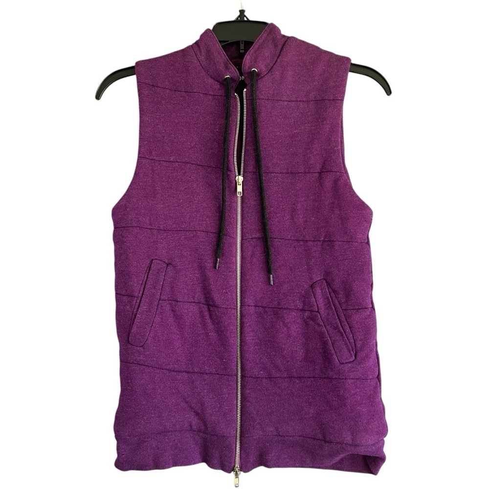 MONROW Women's Zip Front Quilted Vest Purple Pockets Size Extra Small / Small - Picture 2 of 9